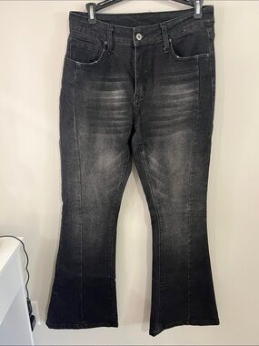 Women's Black Washed Flare Jeans